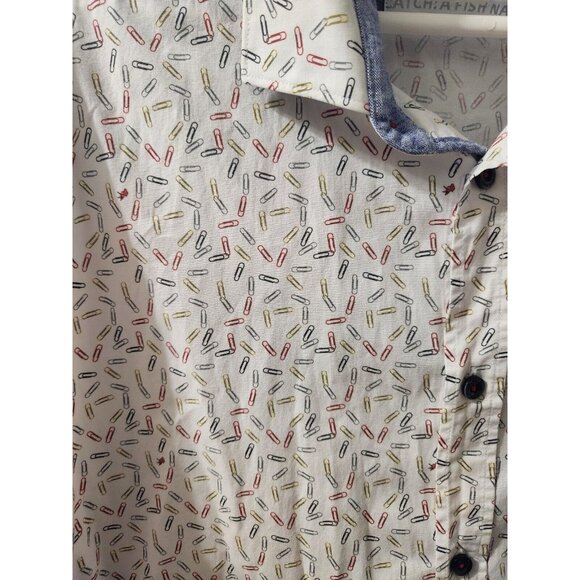 A Fish Named Fred Long Sleeve Shirt Size Large Paperclip Pattern - Picture 2 of 6